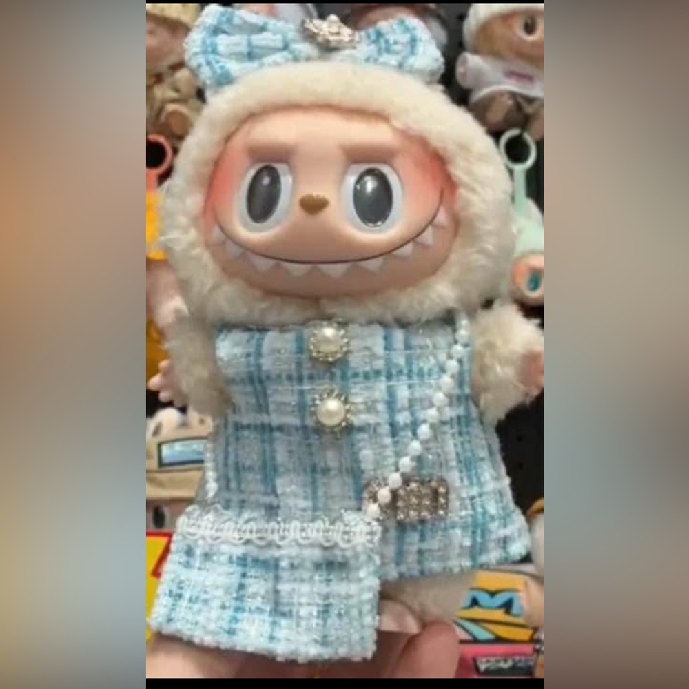 Blue and White Plush outfit with Pearl Accents (outfit only)